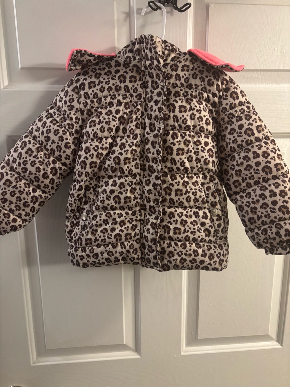 LIKE NEW! 4T fleece lined leopard print puffer coat